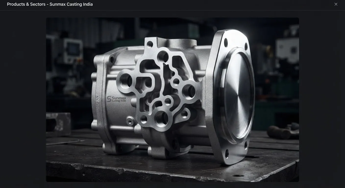 Aluminium die cast hydraulic manifold end-flange with machined ports